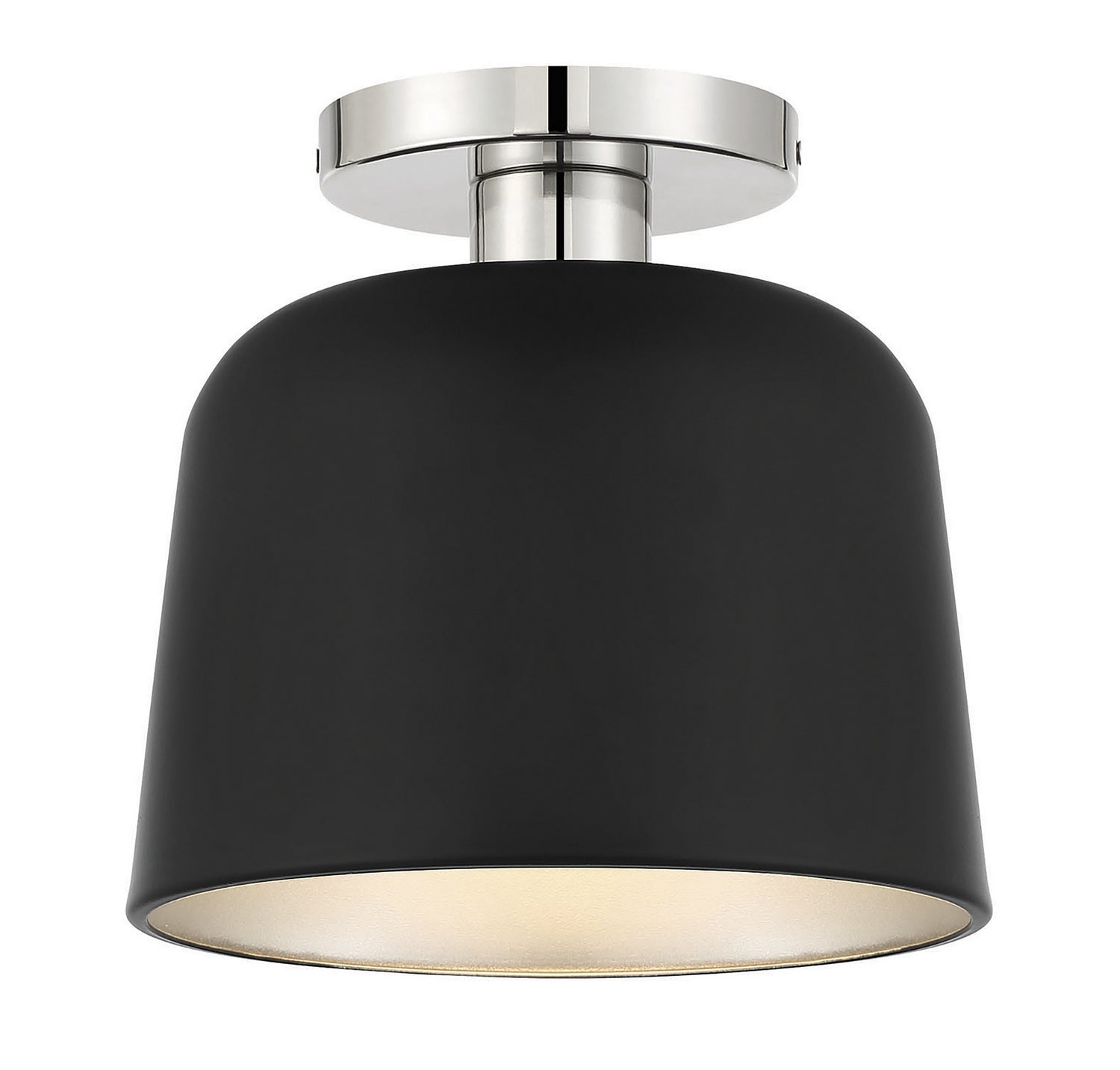 Meridian - M60067MBKPN - One Light Flush Mount - Matte Black with Polished Nickel
