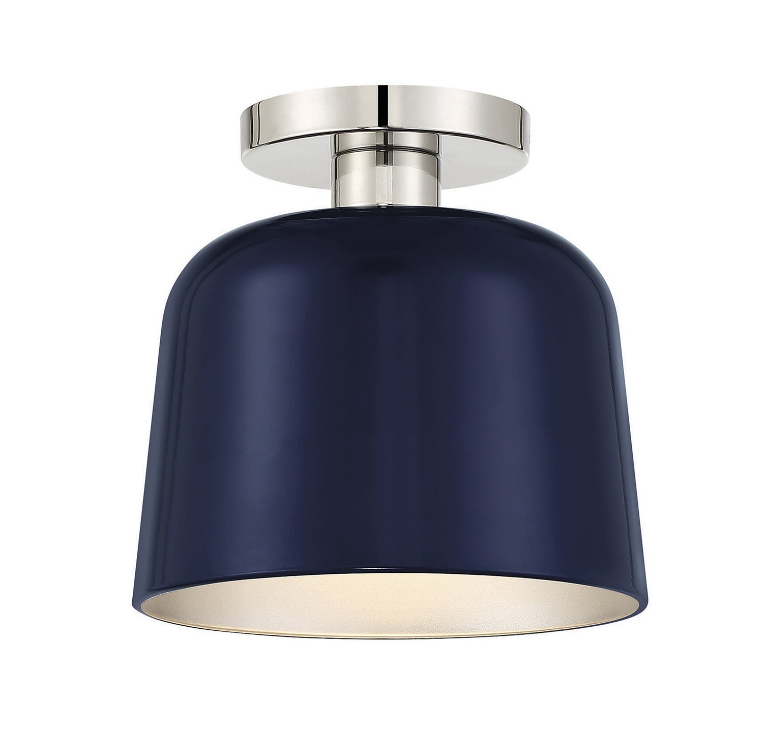 Meridian - M60067NBLPN - One Light Flush Mount - Navy Blue with Polished Nickel