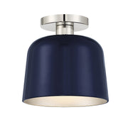 Meridian - M60067NBLPN - One Light Flush Mount - Navy Blue with Polished Nickel