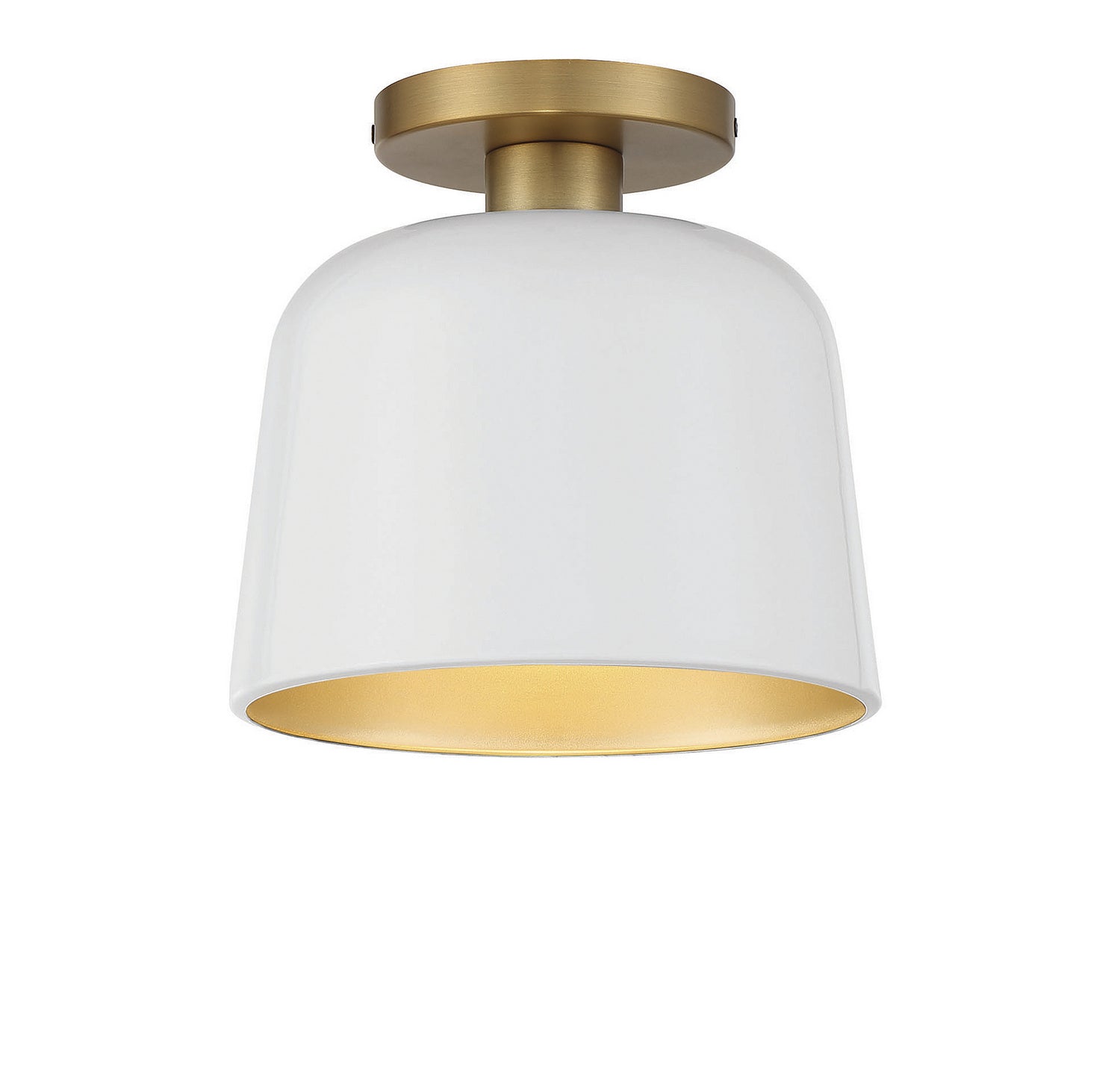 Meridian - M60067WHNB - One Light Flush Mount - White with Natural Brass