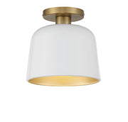 Meridian - M60067WHNB - One Light Flush Mount - White with Natural Brass