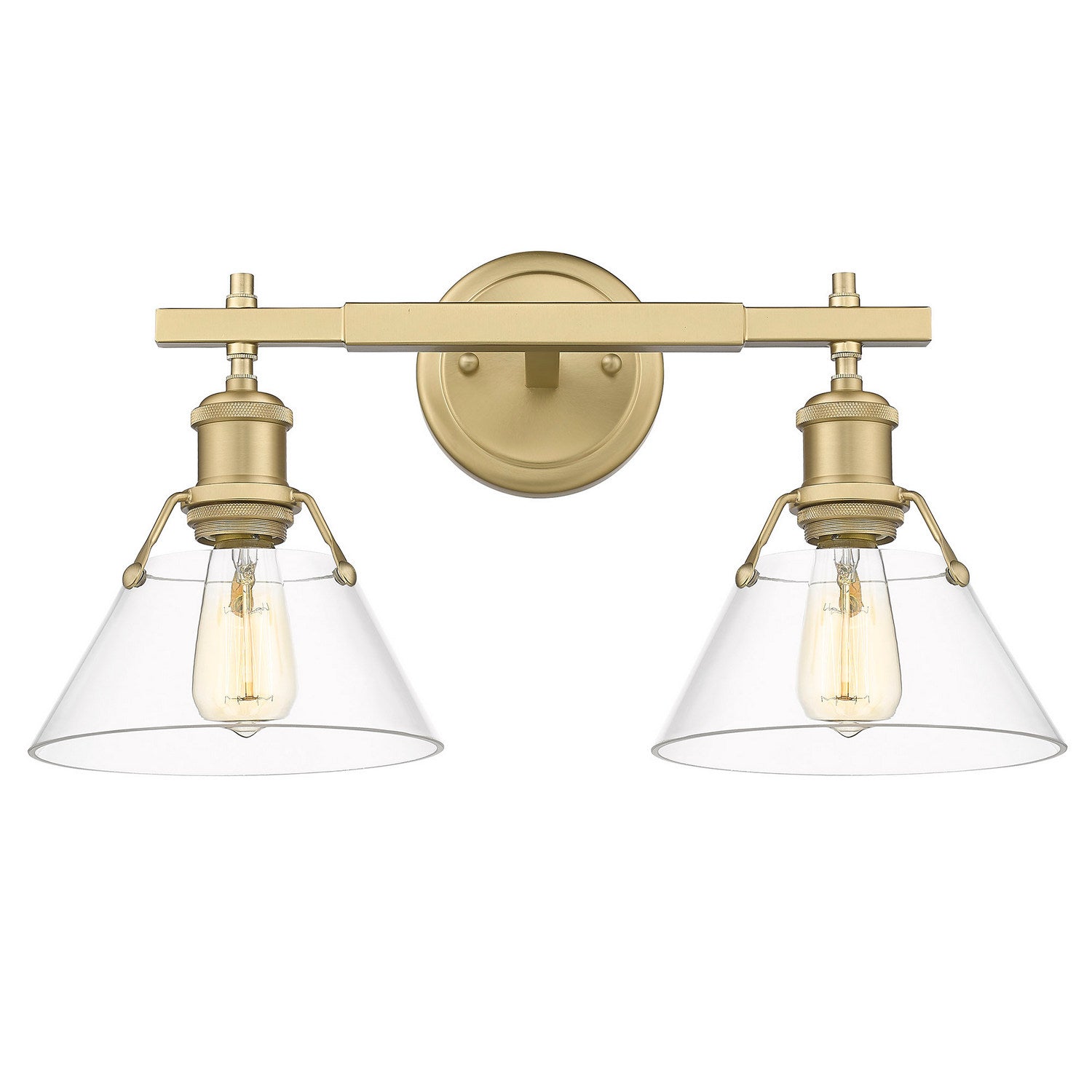 Golden - 3306-BA2 BCB-CLR - Two Light Bath Vanity - Orwell - Brushed Champagne Brass