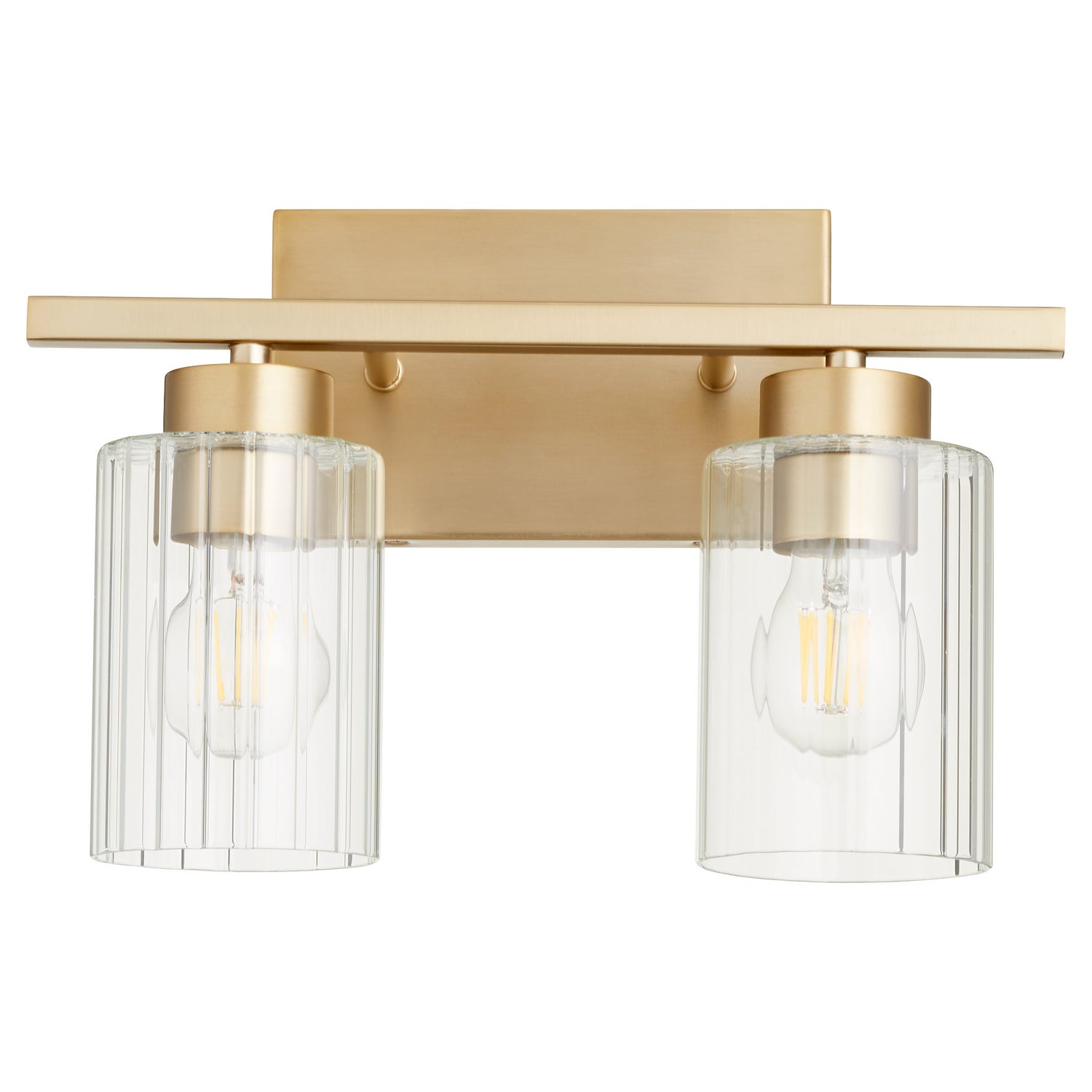 Quorum - 501-2-280 - Two Light Vanity - Ladin - Aged Brass|Clear Fluted Glass