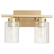 Quorum - 501-2-280 - Two Light Vanity - Ladin - Aged Brass|Clear Fluted Glass