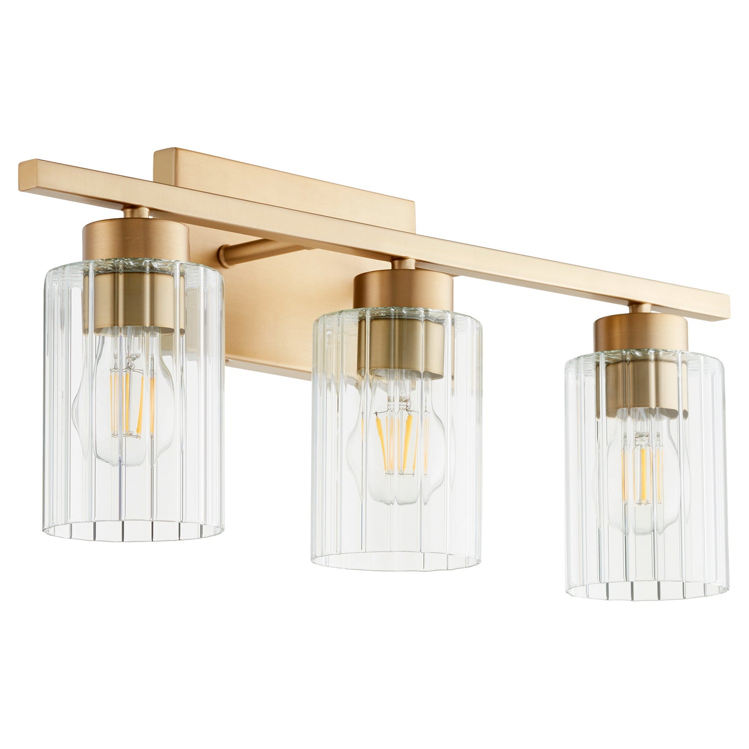 Quorum - 501-3-280 - Three Light Vanity - Ladin - Aged Brass|Clear Fluted Glass