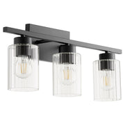 Quorum - 501-3-69 - Three Light Vanity - Ladin - Textured Black|Clear Fluted Glass