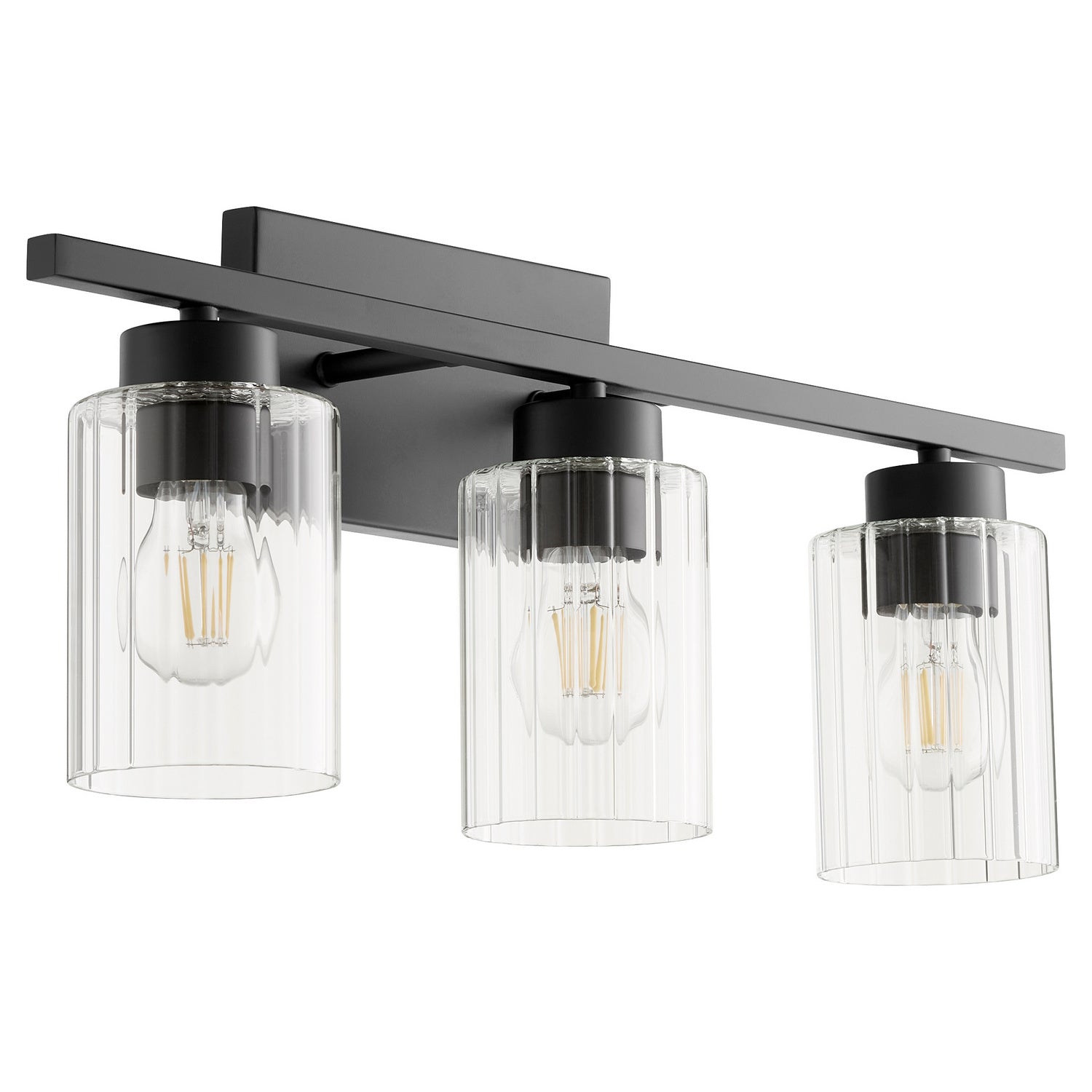 Quorum - 501-3-69 - Three Light Vanity - Ladin - Textured Black|Clear Fluted Glass