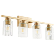 Quorum - 501-4-280 - Four Light Vanity - Ladin - Aged Brass|Clear Fluted Glass