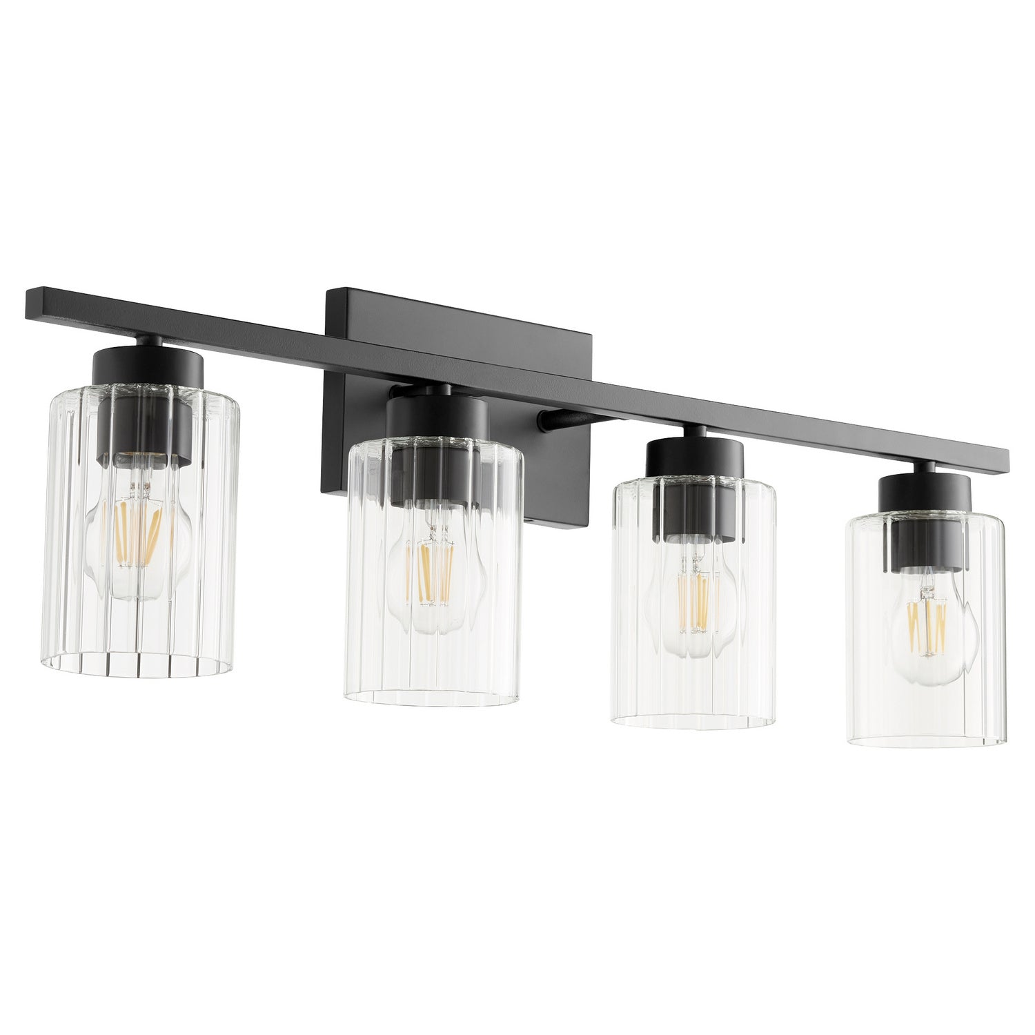 Quorum - 501-4-69 - Four Light Vanity - Ladin - Textured Black|Clear Fluted Glass