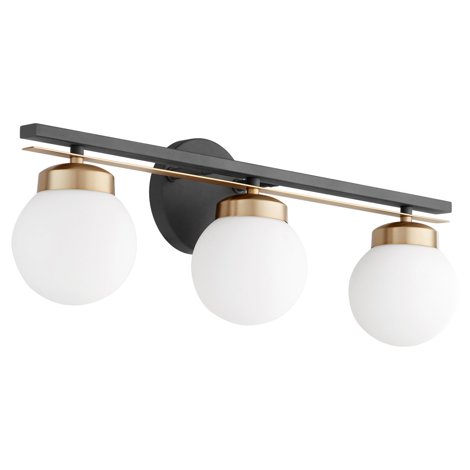 Quorum - 506-3-6980 - Three Light Vanity - Nimbus - Textured Black|Aged Brass