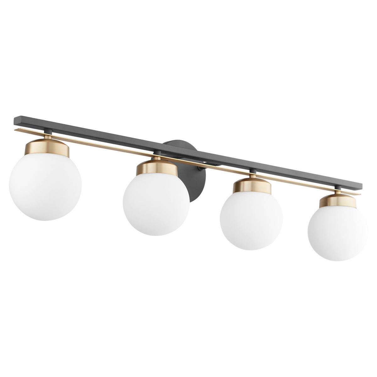 Quorum - 506-4-6980 - Four Light Vanity - Nimbus - Textured Black|Aged Brass
