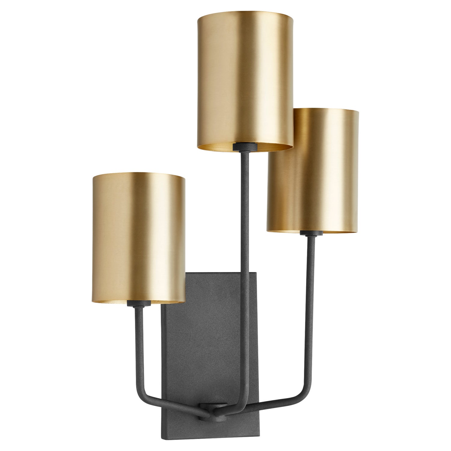 Quorum - 557-3-6980 - Three Light Wall Mount - Harmony - Textured Black|Aged Brass
