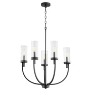 Quorum - 601-5-69 - Five Light Chandelier - Ladin - Textured Black|Clear Fluted Glass