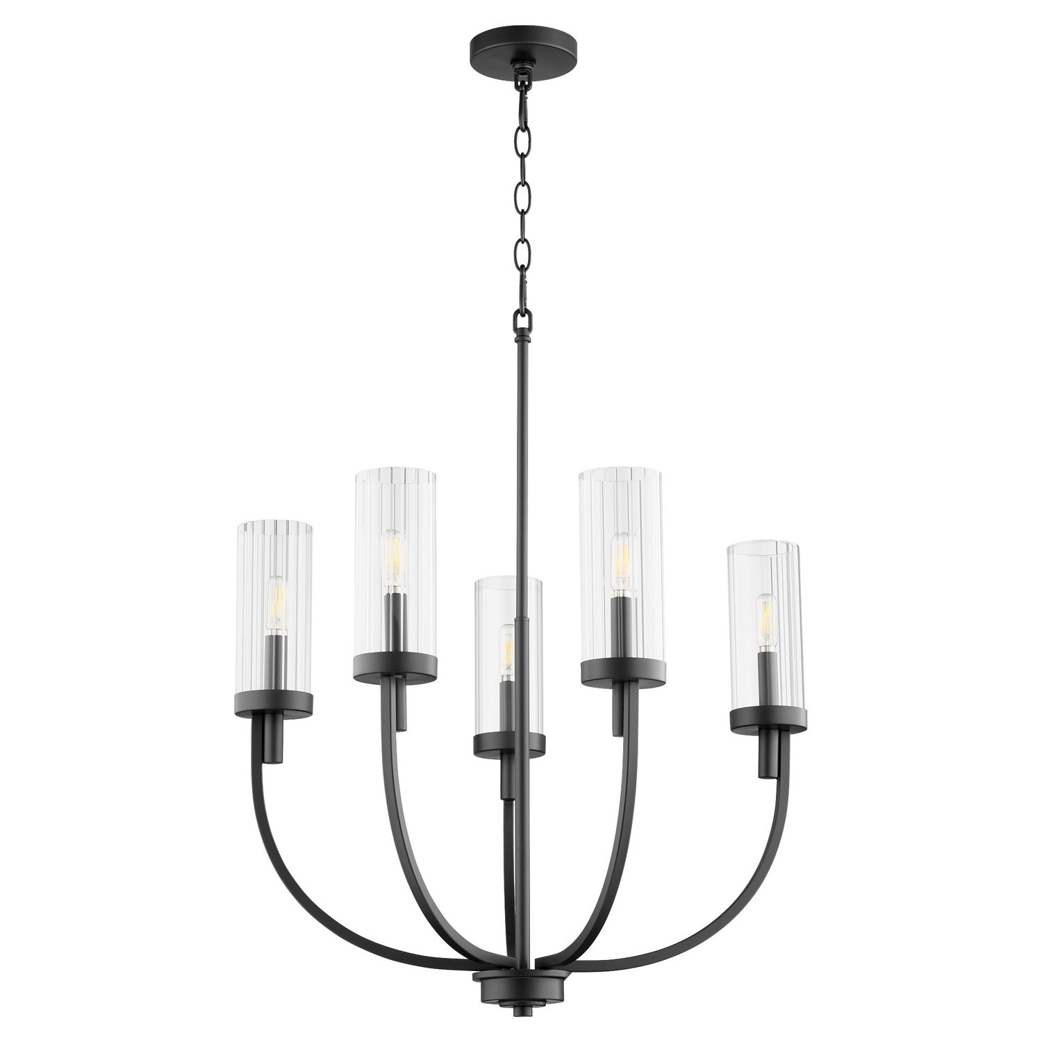 Quorum - 601-5-69 - Five Light Chandelier - Ladin - Textured Black|Clear Fluted Glass