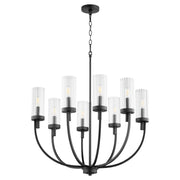 Quorum - 601-8-69 - Eight Light Chandelier - Ladin - Textured Black|Clear Fluted Glass