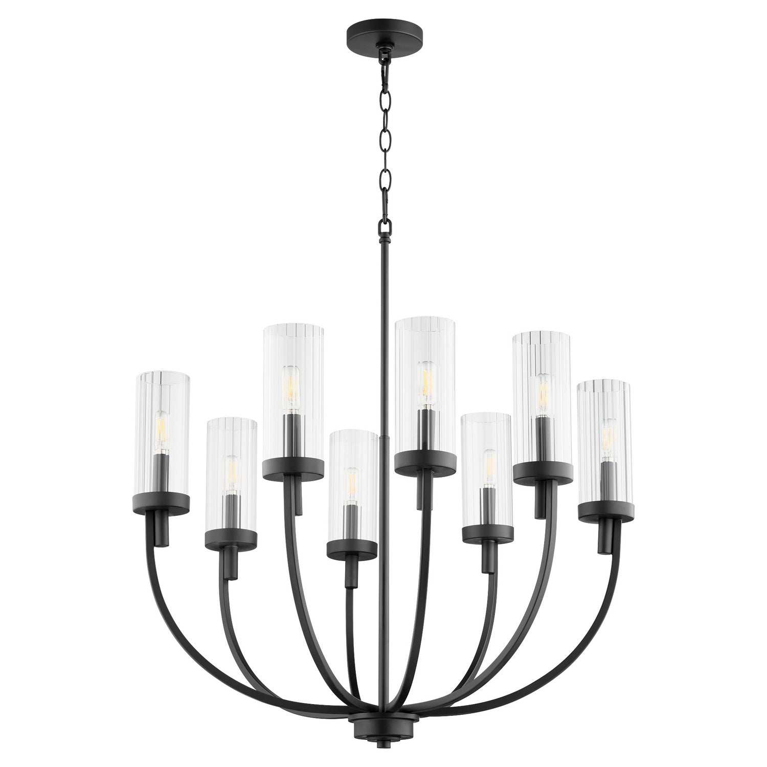 Quorum - 601-8-69 - Eight Light Chandelier - Ladin - Textured Black|Clear Fluted Glass