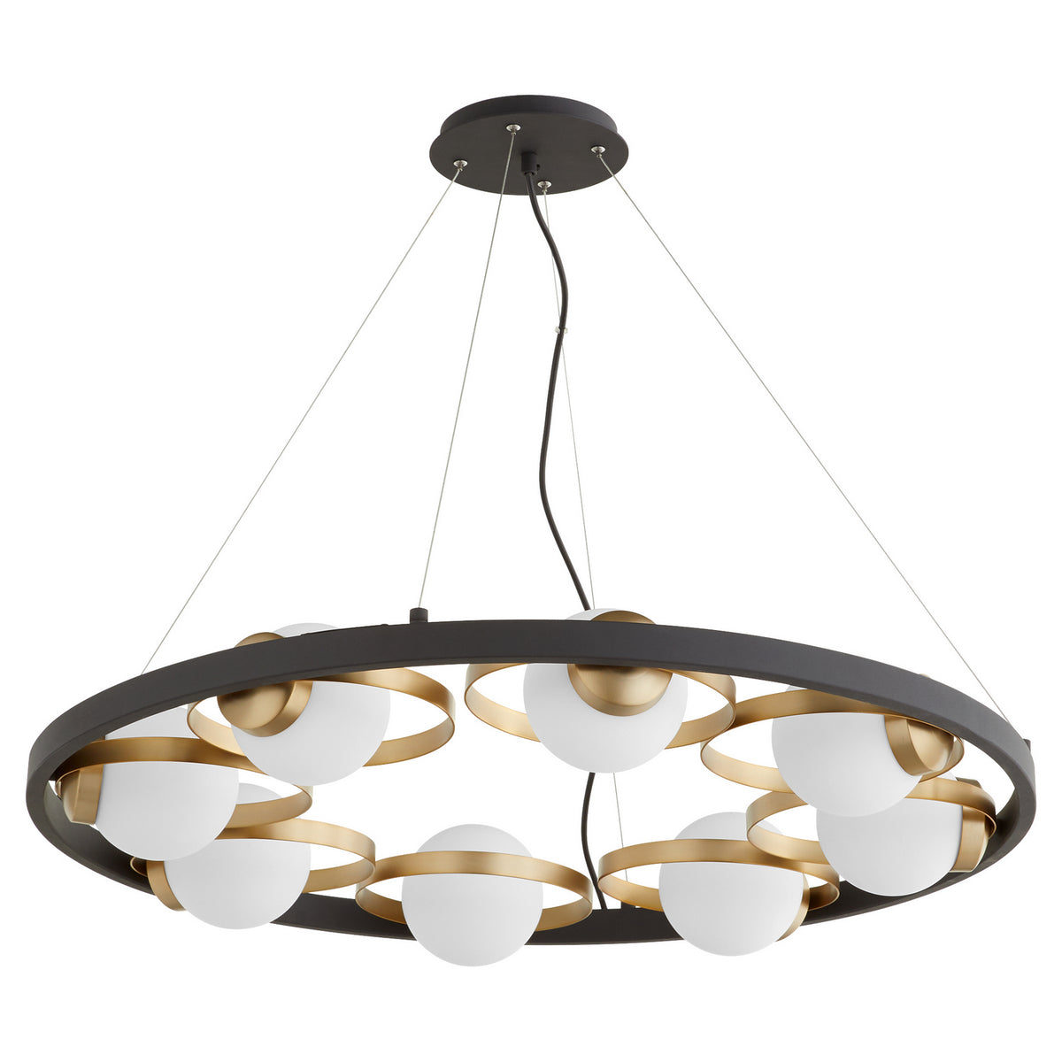 Quorum - 606-8-6980 - Eight Light Chandelier - Nimbus - Textured Black|Aged Brass