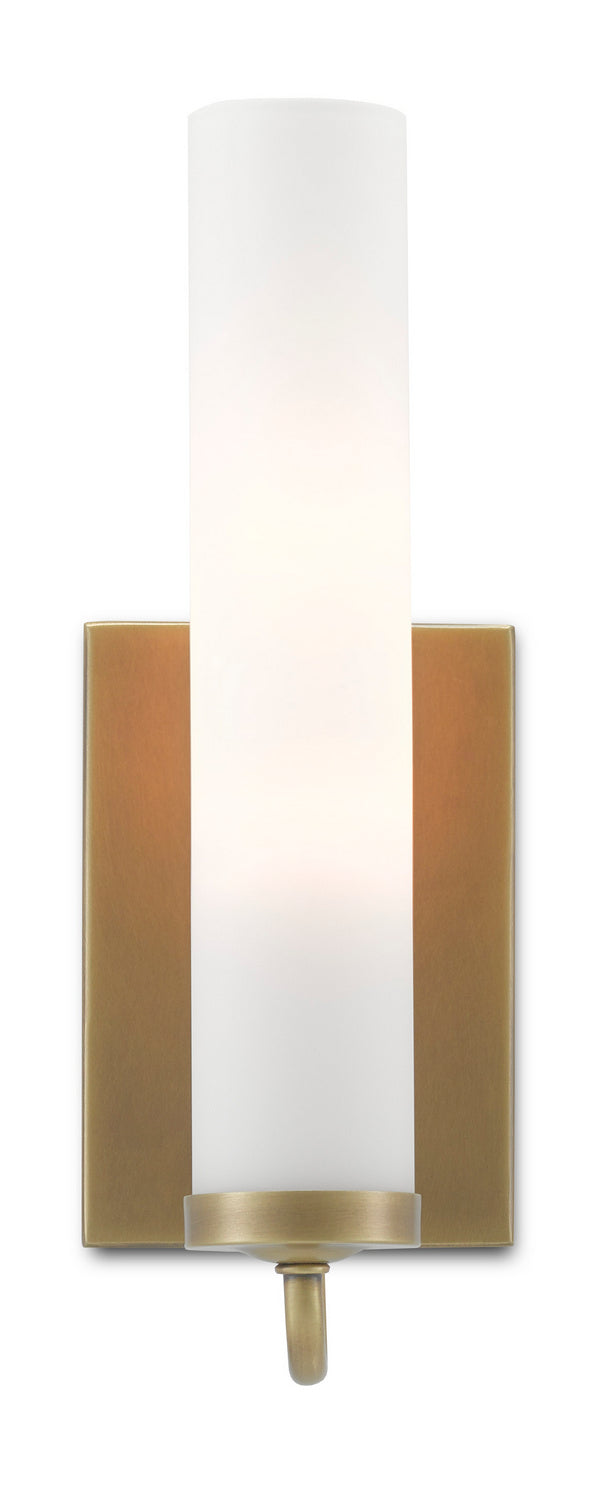 Currey and Company - 5800-0010 - One Light Wall Sconce - Antique Brass/Opaque Glass