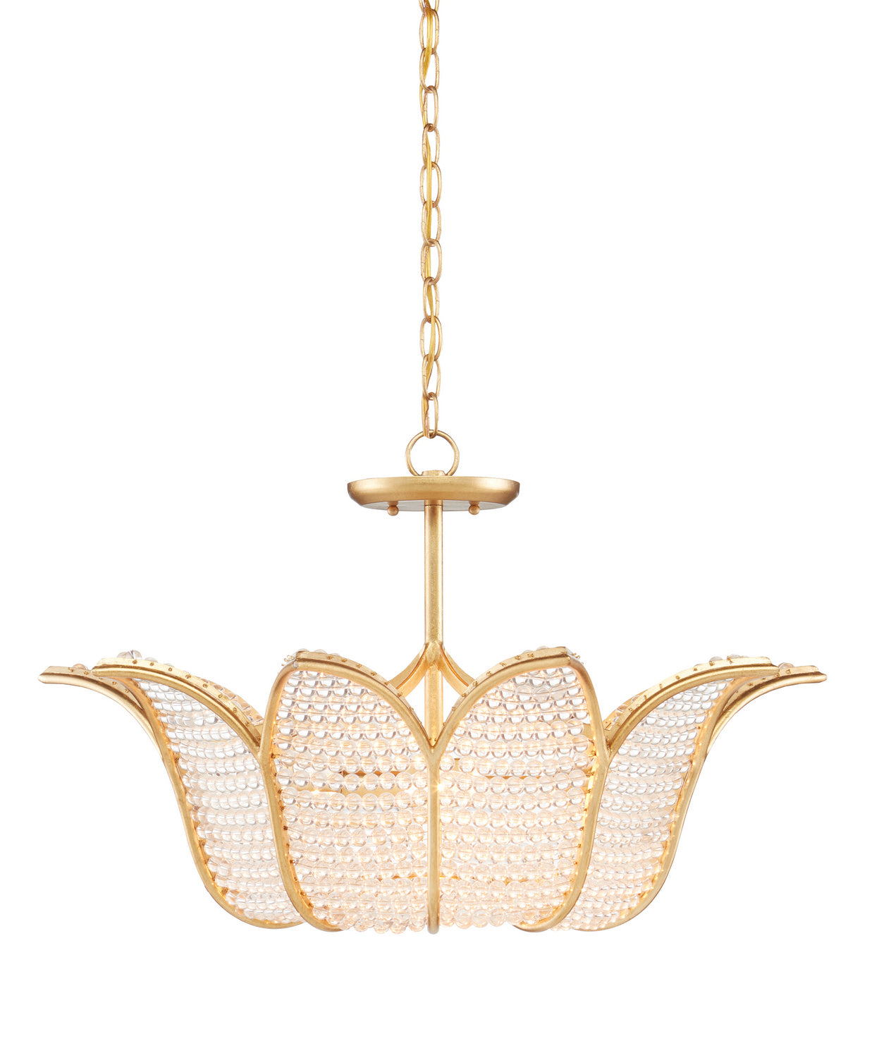 Currey and Company - 9000-0776 - Three Light Chandelier - Contemporary Gold Leaf/Clear