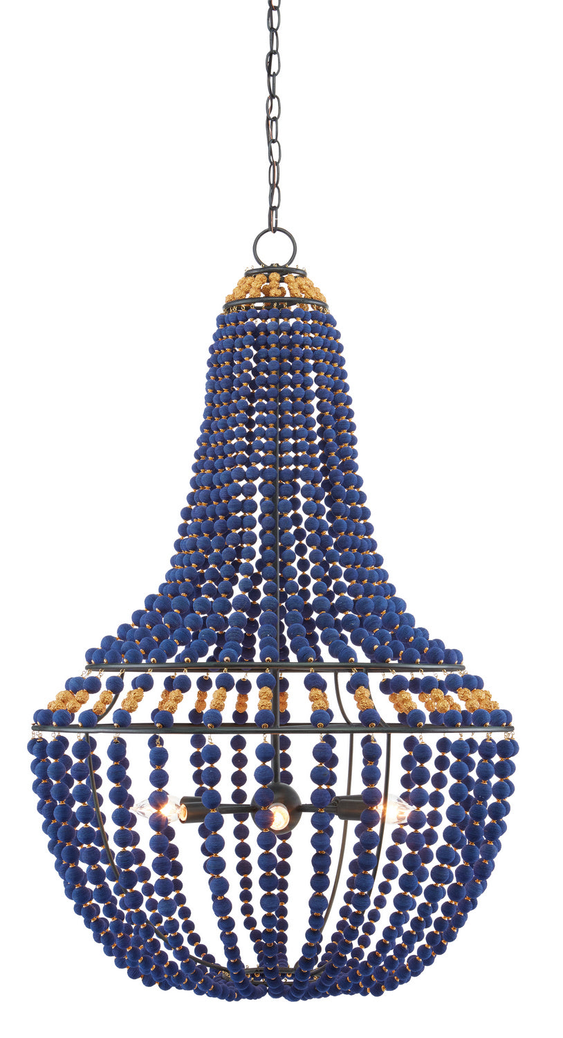 Currey and Company - 9000-0812 - Six Light Chandelier - Antique Black/Blue/Gold
