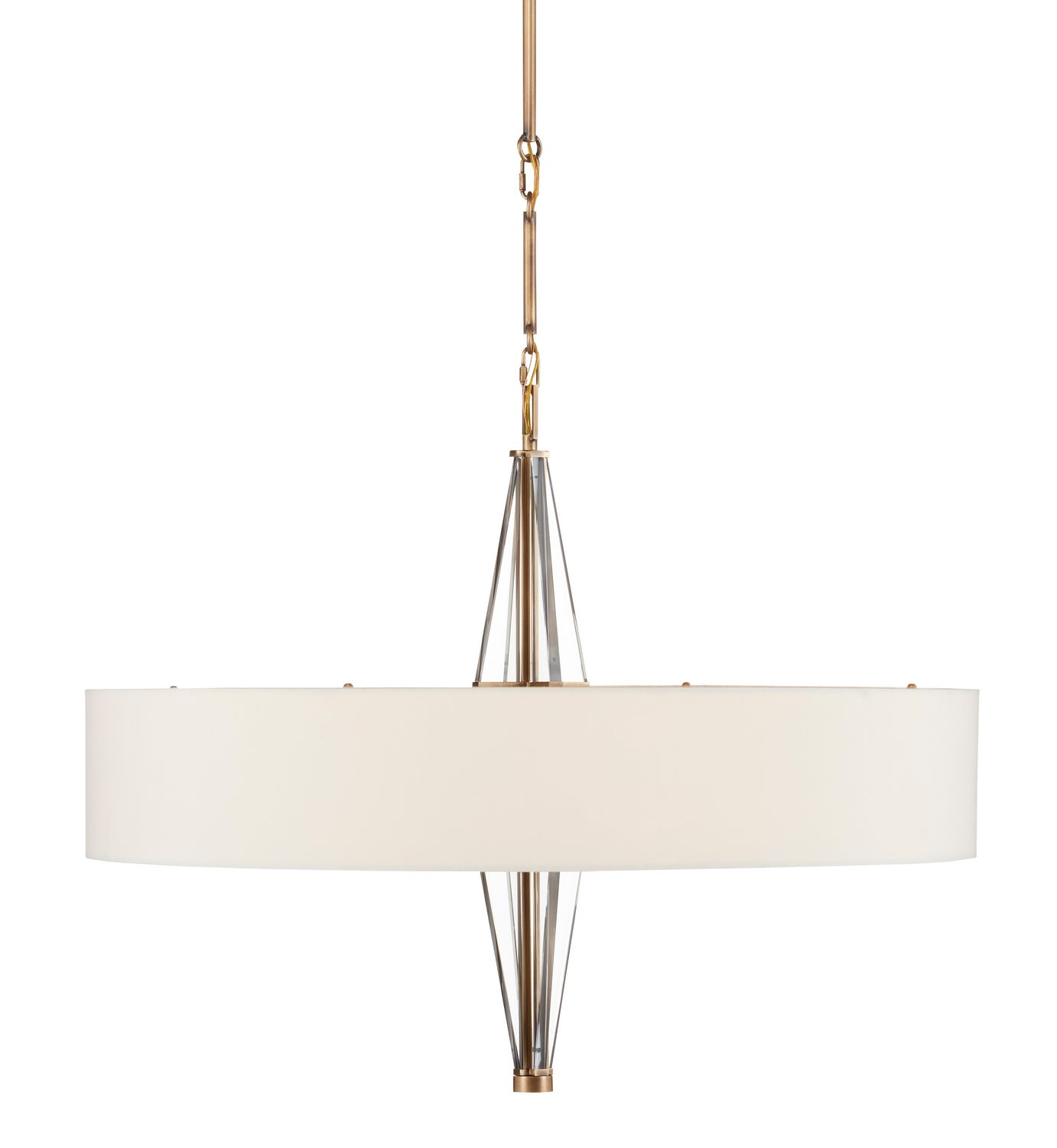 Currey and Company - 9000-0828 - Six Light Chandelier - Antique Brass/Clear/Off White