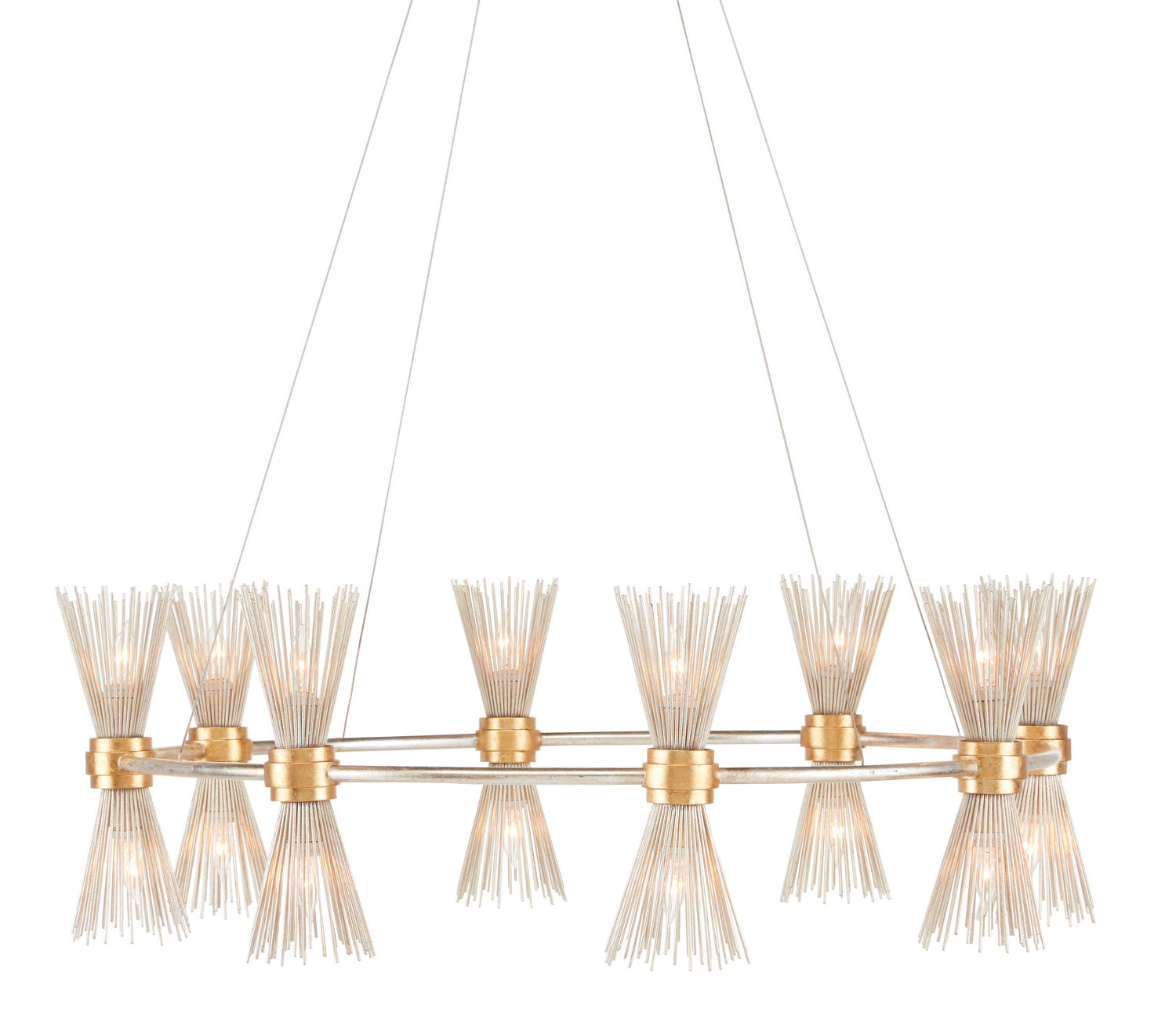 Currey and Company - 9000-0842 - 16 Light Chandelier - Contemporary Gold Leaf/Contemporary Silver Leaf