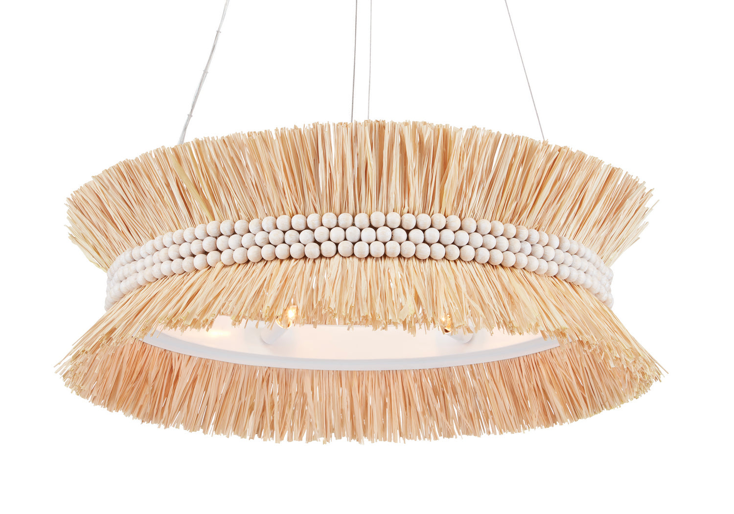 Currey and Company - 9000-0875 - Six Light Chandelier - Sugar White/Natural Raffia