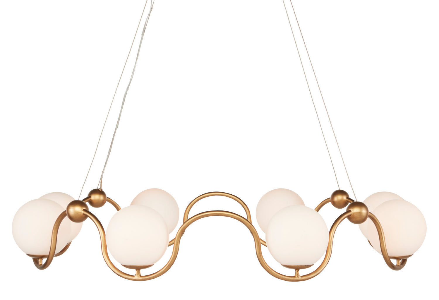 Currey and Company - 9000-0878 - Eight Light Chandelier - Antique Brass/White