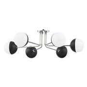 Mitzi - H344606-PN/BK - Six Light Semi Flush Mount - Renee - Polished Nickel/Black