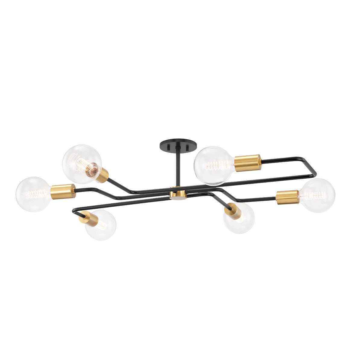 Mitzi - H488606S-AGB/TBK - Six Light Semi Flush Mount - Jena - Aged Brass/Textured Black Combo
