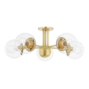 Mitzi - H503605-AGB - Five Light Semi Flush Mount - Meadow - Aged Brass