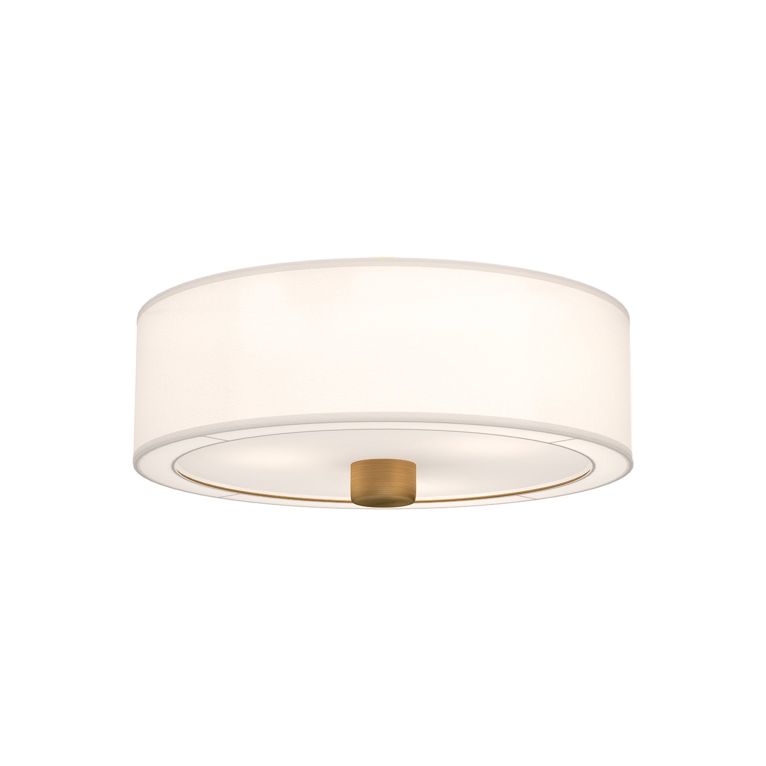 Alora - FM547924AGWL - Three Light Flush Mount - Theo - Aged Gold/White Linen