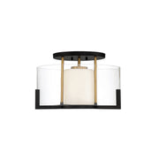 Savoy House - 6-1981-1-143 - One Light Semi-Flush Mount - Eaton - Matte Black with Warm Brass Accents