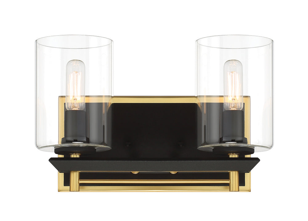 Metropolitan - N1852-707 - Two Light Bath Bar - Sable Point - Sand Black With Honey Gold