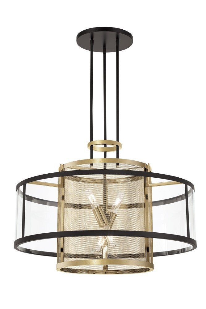 Metropolitan - N7813-726 - Four Lights Pendant - Soho by Robin Baron - Coal And Soft Brass