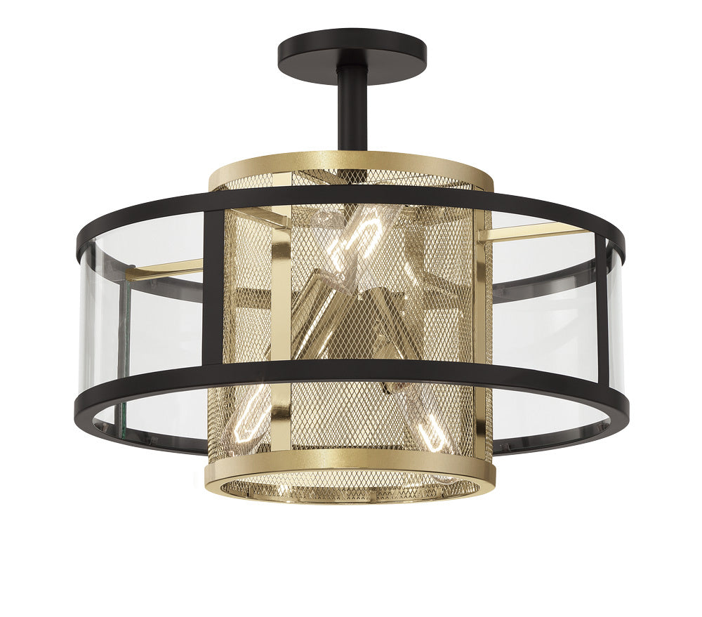 Metropolitan - N7814-726 - Four Light Convertible Semi Flush / Pendant - Soho by Robin Baron - Coal And Soft Brass
