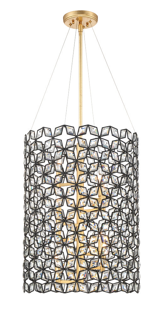 Metropolitan - N7847-711 - Eight Light Foyer Pendant - Brookcrest - Sand Coal With Gold Highlights