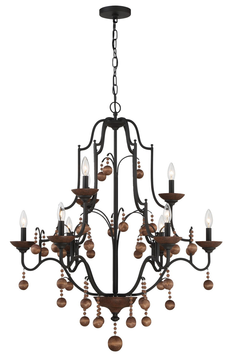 Minka-Lavery - 2669-723 - Nine Light Chandelier - Colonial Charm - Old World Bronze w/Walnut