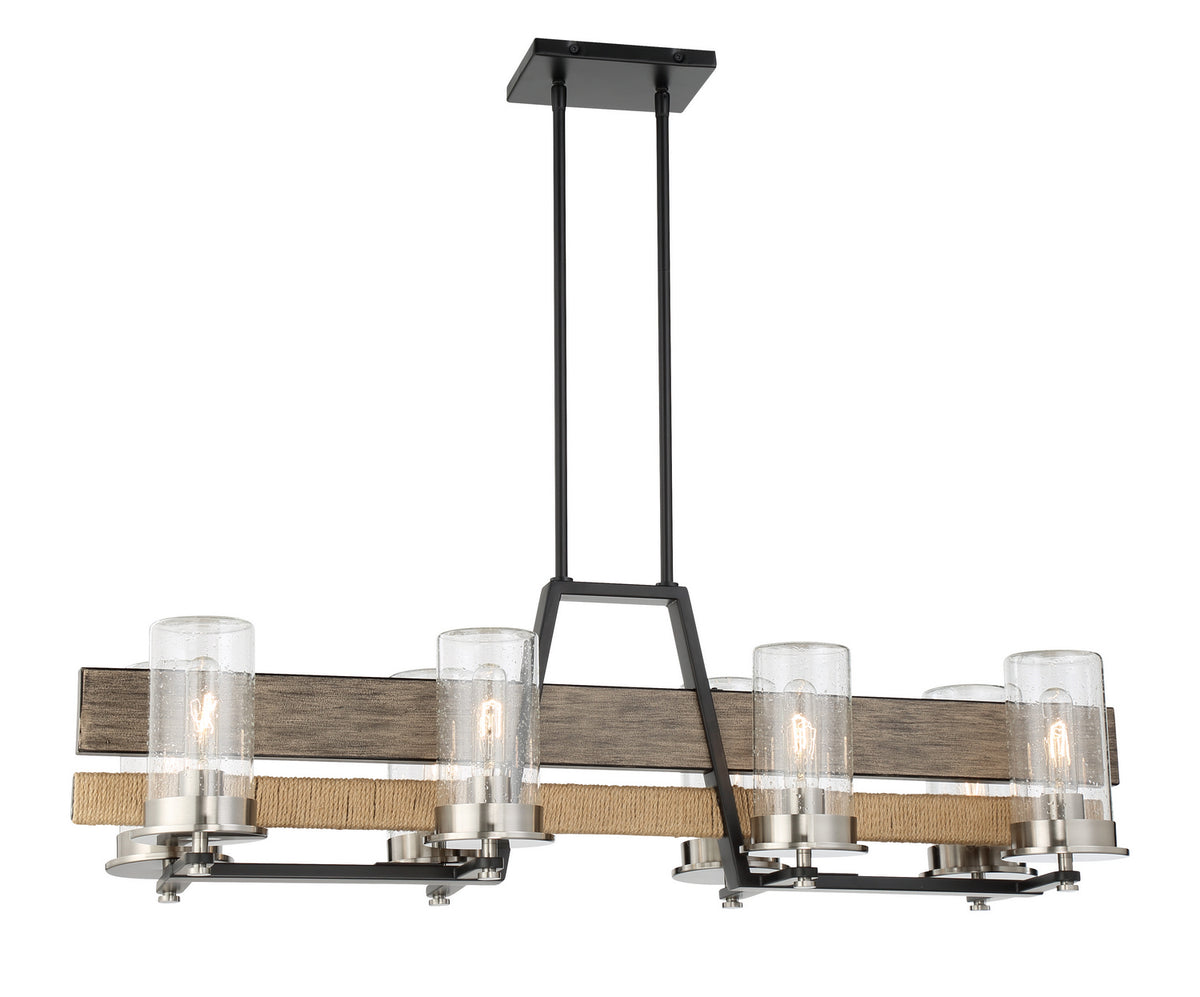 Minka-Lavery - 2768-733 - Eight Light Island Pendant - Silver Creek - Stone Grey, Coal And Brushed Nickel