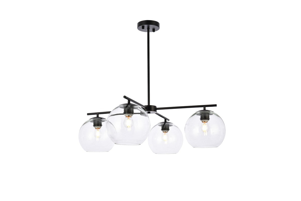 Elegant Lighting - LD2331BK - Four Light Pendant - Opus - Black and Clear