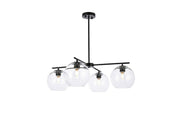 Elegant Lighting - LD2331BK - Four Light Pendant - Opus - Black and Clear
