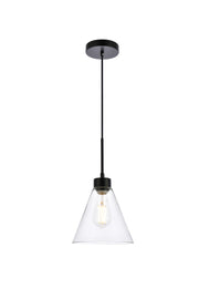 Elegant Lighting - LD2501BK - One Light Pendant - Mera - Black and Clear