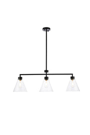 Elegant Lighting - LD2502BK - Three Light Pendant - Mera - Black and Clear