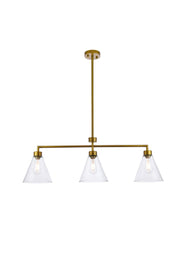 Elegant Lighting - LD2502BR - Three Light Pendant - Mera - Brass and Clear