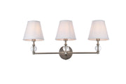 Elegant Lighting - LD7023W24SN - Three Light Bath - Bethany - satin nickel and White Fabric Shade