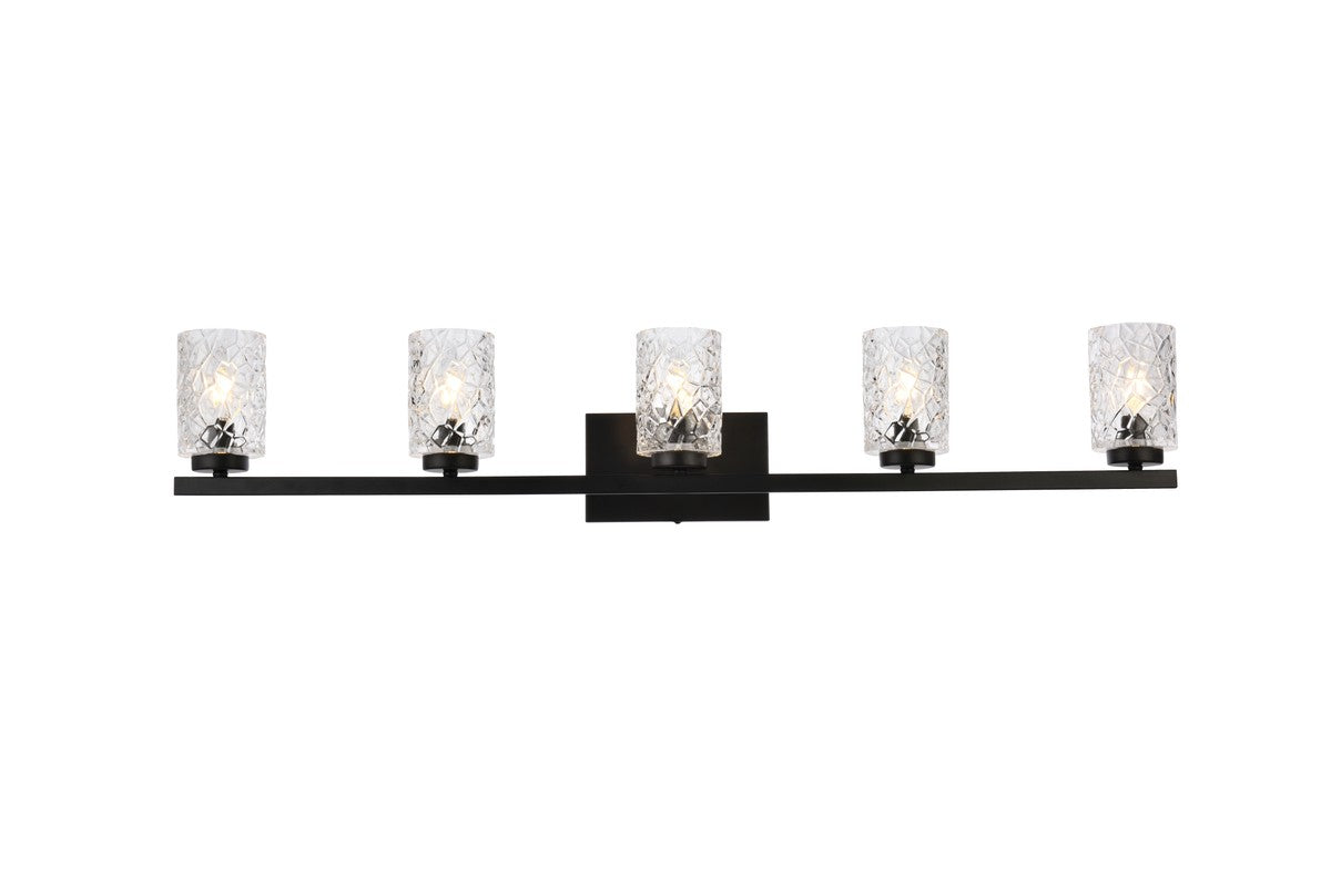 Elegant Lighting - LD7029W41BK - Five Light Bath - Cassie - Black and Clear Shade