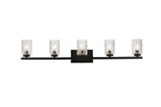 Elegant Lighting - LD7029W41BK - Five Light Bath - Cassie - Black and Clear Shade