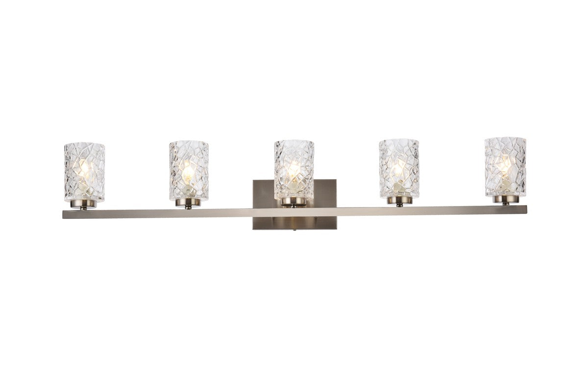 Elegant Lighting - LD7029W41SN - Five Light Bath - Cassie - satin nickel and Clear Shade