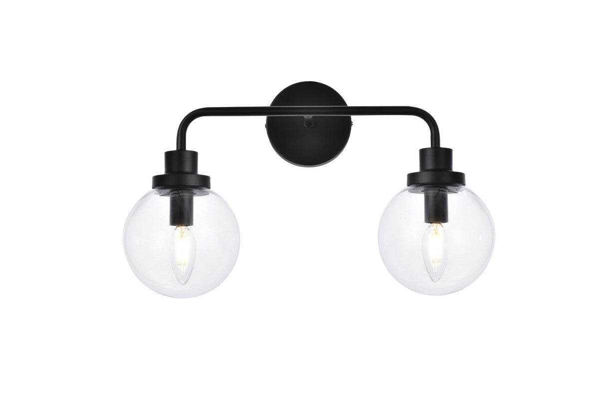 Elegant Lighting - LD7033W19BK - Two Light Bath - Hanson - Black and Clear Shade