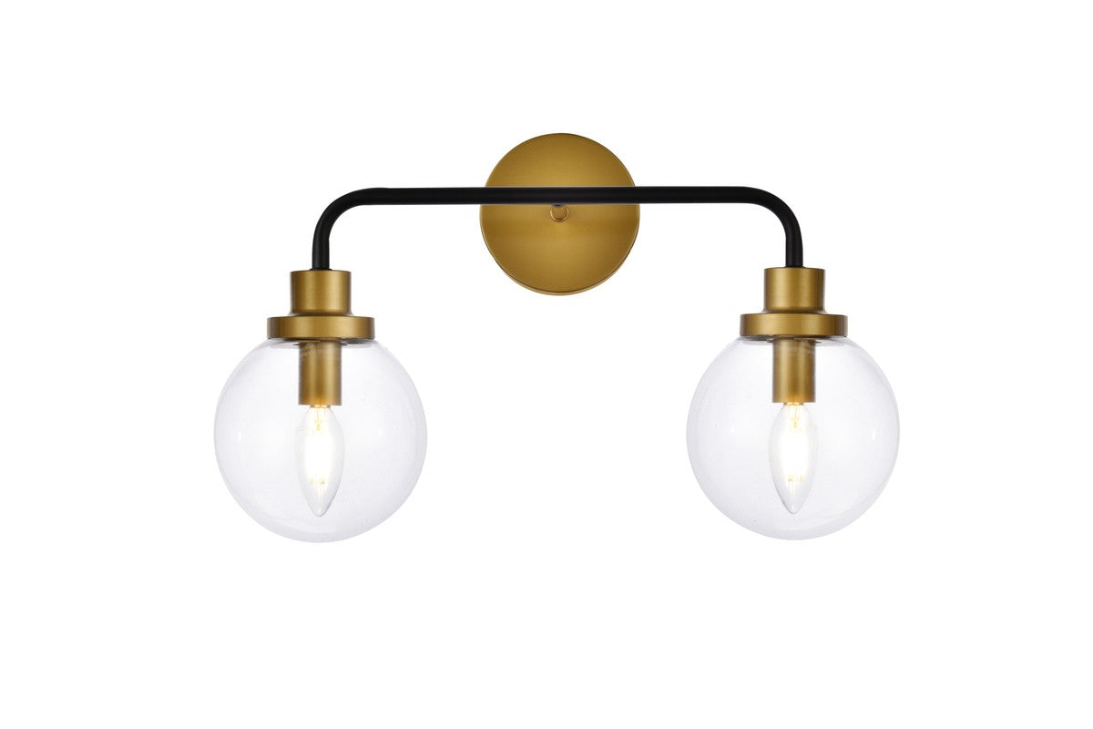 Elegant Lighting - LD7033W19BRB - Two Light Bath - Hanson - Black and Brass and Clear Shade